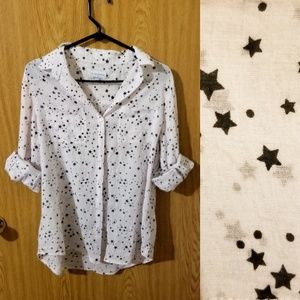 Sz MED, lightweight button star and star shirt